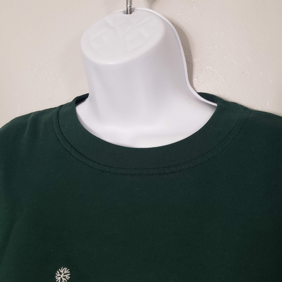 Nutcracker Vintage Women's Sweatshirt Dark Green Snowmen Snowflake Winter Top - Picture 5 of 7